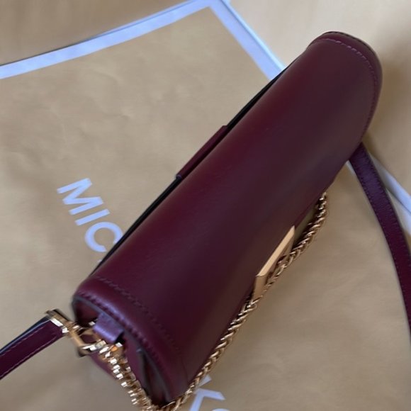 Michael Kors Sonia Medium Leather Shoulder Bag Merlot - Picture 6 of 16